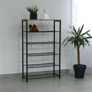 Ahşap Raflı Metal Ayakkabılık - TepeHome (1)