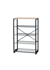 Ahşap Raflı Metal Ayakkabılık - TepeHome