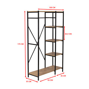 Ahşap Raflı Metal Gardırop - TepeHome (1)
