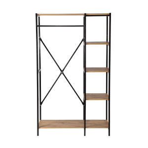 Ahşap Raflı Metal Gardırop - TepeHome