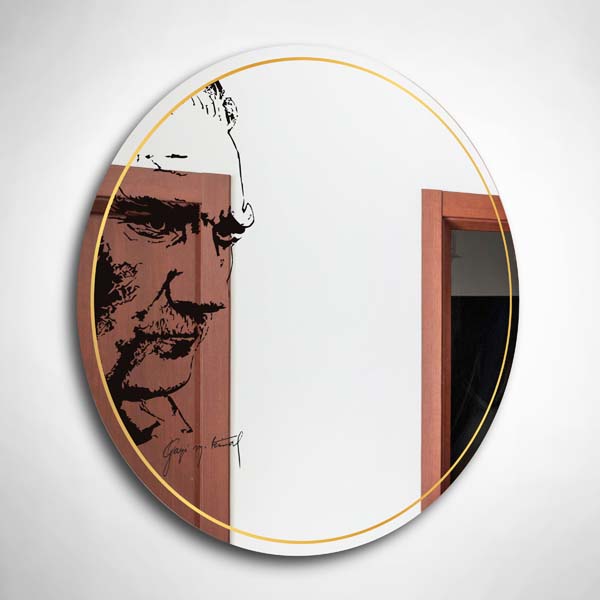 Altın Çizgi Atatürk Silüeti İmzalı Ayna - 3