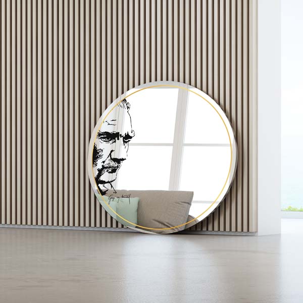 Altın Çizgi Atatürk Silüeti İmzalı Ayna - 1