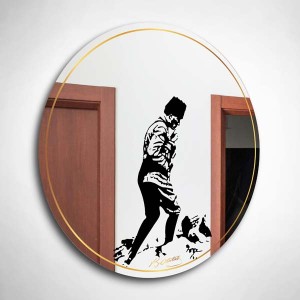 Altın Çizgili Atatürk İmzalı Ayna - 3