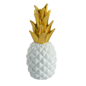Ananas Beyaz Gold Dekoratif Obje - TepeHome
