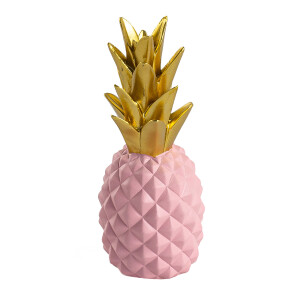 Ananas Pembe Gold Dekoratif Obje - TepeHome