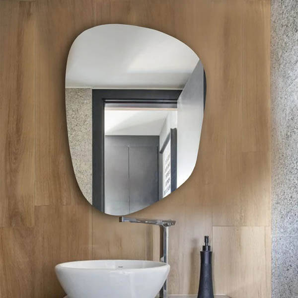 Asimetrik Açılı Ahşap Duvar Aynası 85x55 - 4