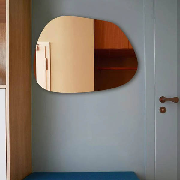 Asimetrik Açılı Ahşap Duvar Aynası 85x55 - 5