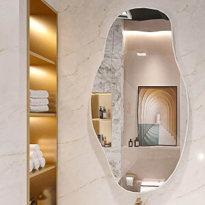 Asimetrik Ahşap Duvar Aynası 80x42 - TepeHome