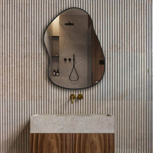 Asimetrik Ahşap Duvar Aynası 92x70 - TepeHome (1)