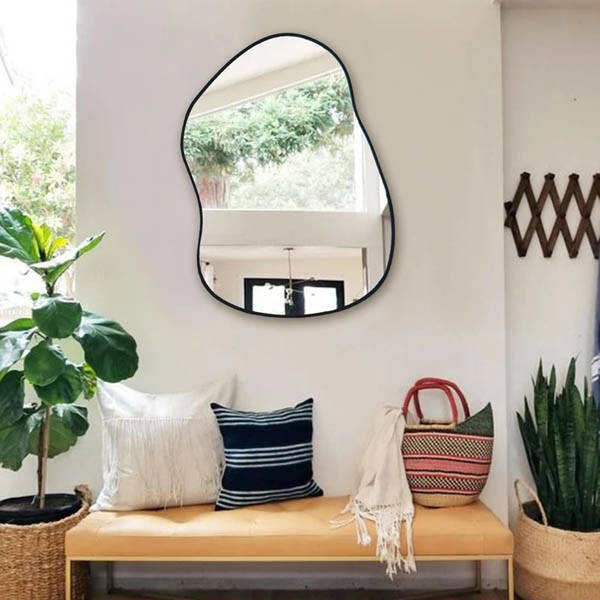 Asimetrik Ahşap Duvar Aynası 92x70 - 7