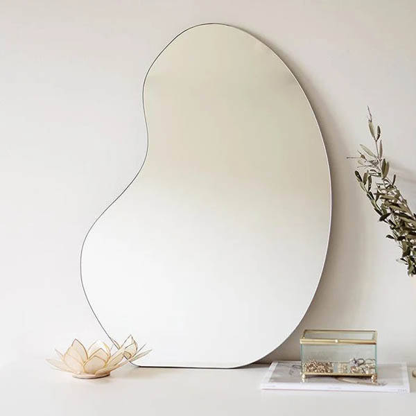Asimetrik Fasulye Temalı Ahşap Ayna 75x5 - 5