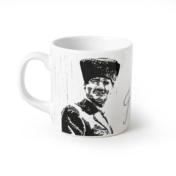 Atatürk Portreli İmza Beyaz Kupa 1 Adet - 3