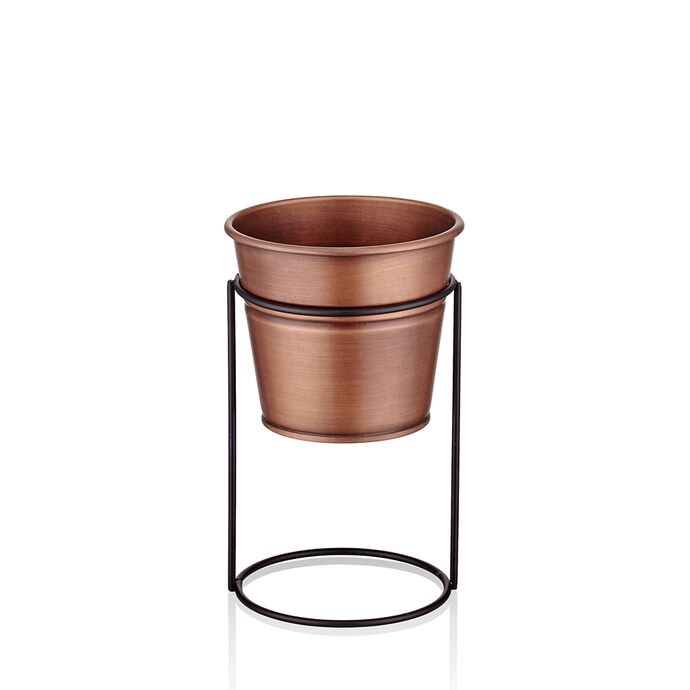 BAKIR KAPLAMA ÇİÇEKLİK AYAKLI 21CM - TepeHome