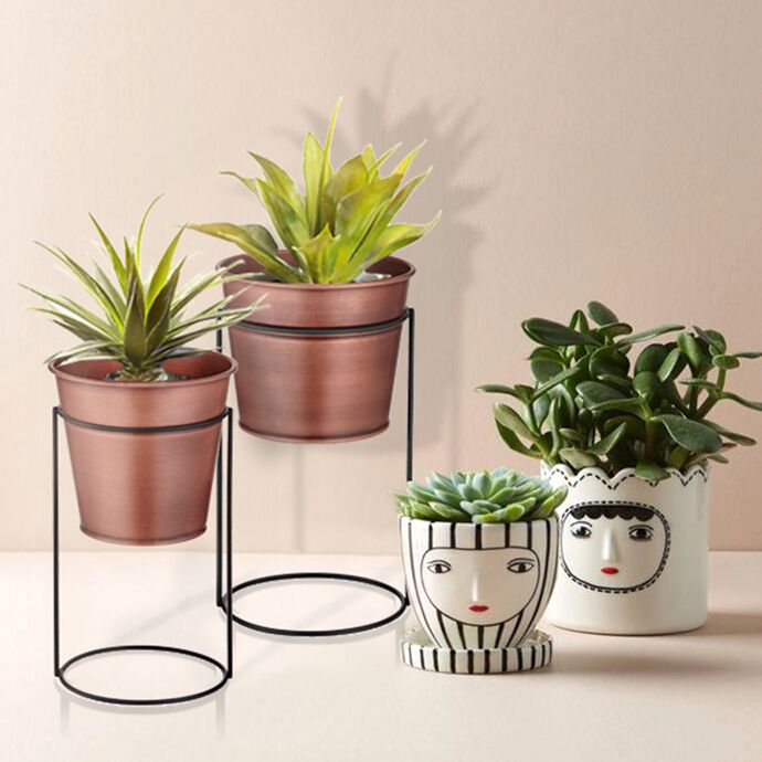 BAKIR KAPLAMA ÇİÇEKLİK AYAKLI 21CM - TepeHome (1)