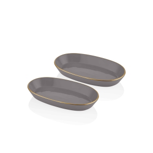 Basic Oval Servis Gri - 29cm 2 Li Set - TepeHome