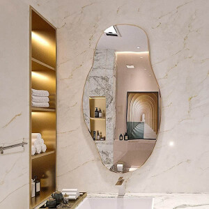 Büyük Asimetrik Ahşap Duvar Aynası 59x11 - TepeHome