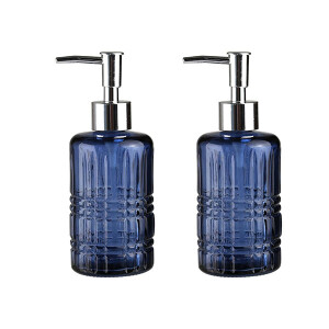 Cam Sıvı Sabunluk İki Adet Mavi 300Ml - 1