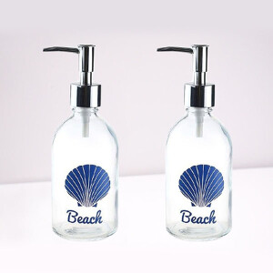 Cam Sıvı Sabunluk İki Adet Plaj 250Ml - TepeHome