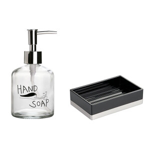 Cam Sıvı Sabunluk Ve Akrilik Siyah Sabun - TepeHome (1)