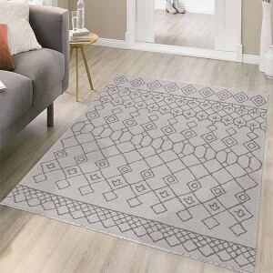 Casa Cotton Gri Antrasit Halı 21646A - TepeHome (1)