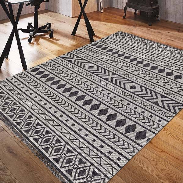 Casa Cotton Gri Siyah Halı 21648A - 2