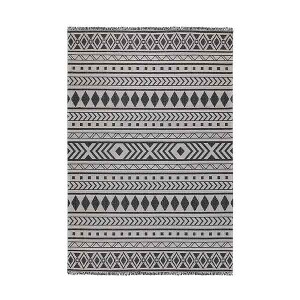 Casa Cotton Gri Siyah Halı 21648A - TepeHome