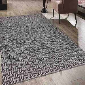 Casa Cotton Siyah Gri Halı 21401A - TepeHome (1)