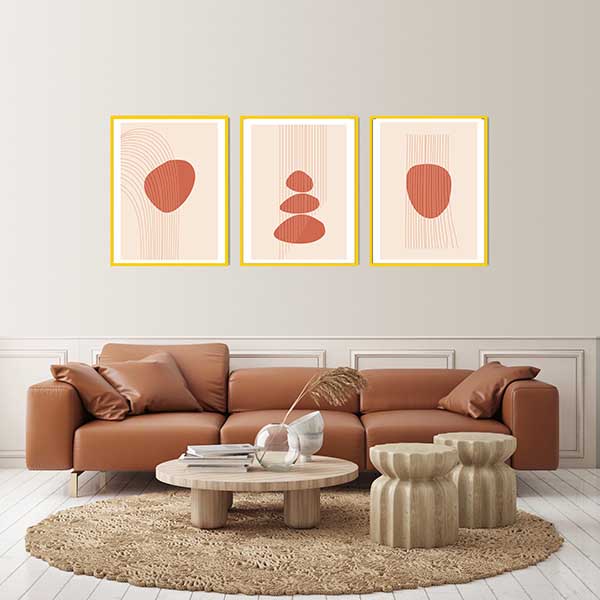 Çerçeveli Üçlü Abstract Tablo Seti EV DEKOR TepeHome