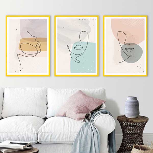 Çerçeveli Üçlü Abstract Tablo Seti EV DEKOR TepeHome