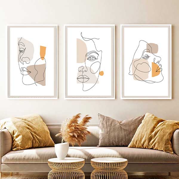 Çerçeveli Üçlü Abstract Tablo Seti EV DEKOR TepeHome