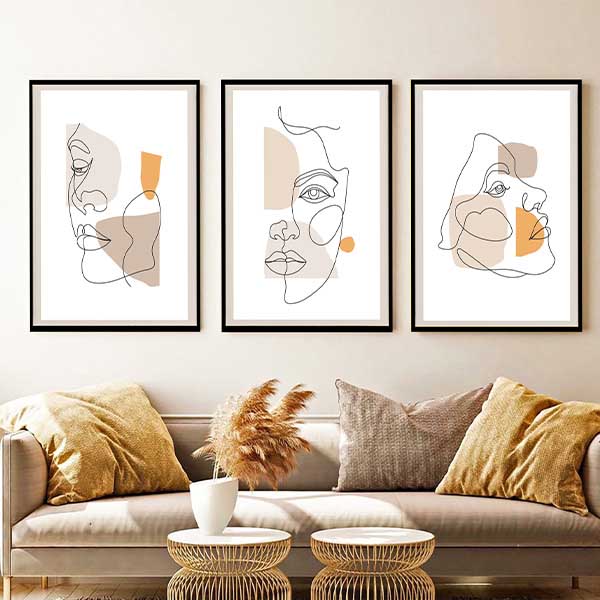 Çerçeveli Üçlü Abstract Tablo Seti EV DEKOR TepeHome
