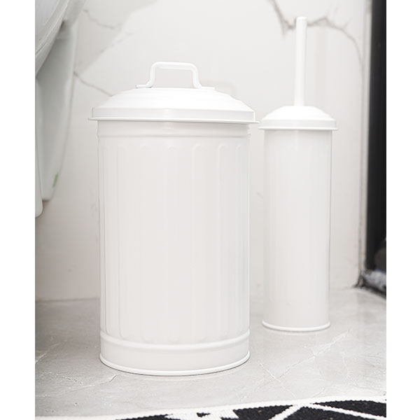 Çöp Kovası Tuvalet Fırçası Seti Beyaz - 1