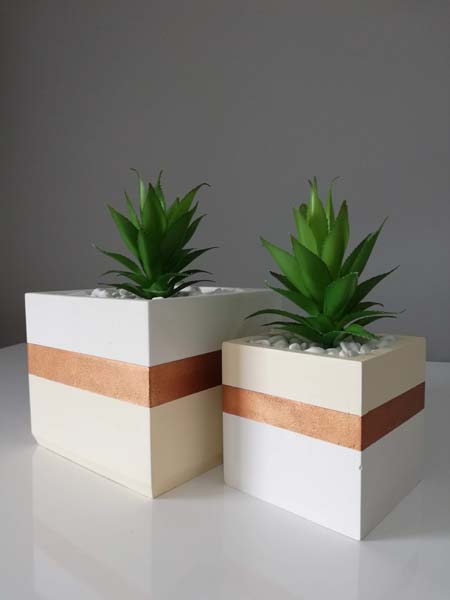 Cubic İkili Çiçekli Beton Saksı Seti - 1
