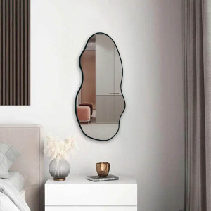Dalgalı Koridor Ahşap Duvar Aynası 73x35 - 4