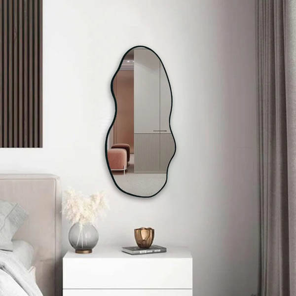 Dalgalı Koridor Ahşap Duvar Aynası 73x35 - 4