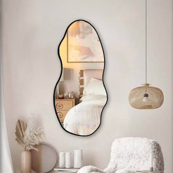 Dalgalı Koridor Ahşap Duvar Aynası 73x35 - 3