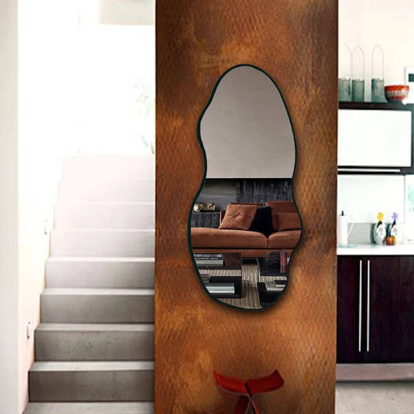 Dalgalı Koridor Ahşap Duvar Aynası 90x43 - 3