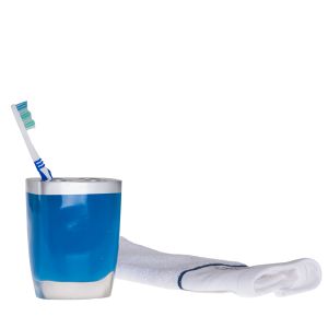 Diş Fırçalık Gri Mavi Poliresin8X4X11Cm - TepeHome