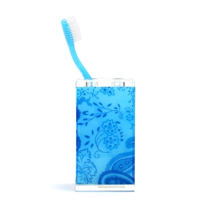 Diş Fırçalık Mavi Çiçekli 6X6X12Cm - TepeHome (1)