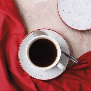 TepeHome - Dots Çay Tabağı 6 Parça - Kırmızı