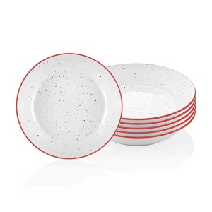 Dots Yemek Tabağı - 6Lı Set - Kırmızı - 3