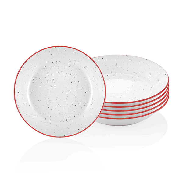 Dots Yemek Tabağı - 6Lı Set - Kırmızı - 3