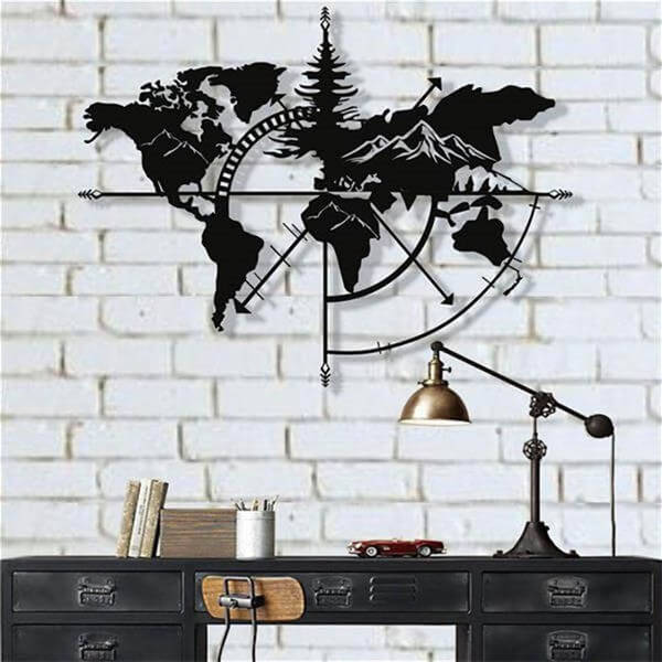 Dünya Haritası Metal Duvar Dekoru - 3