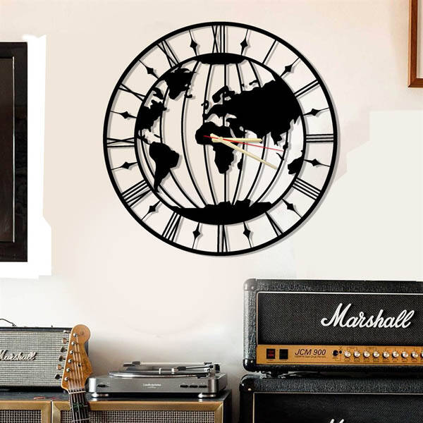 Dünya Metal Duvar Saati 60x60 - 4