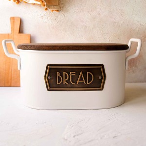 Ekmek Kutusu Ahşap Kapaklı Beyaz - TepeHome