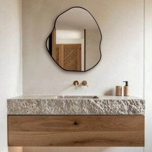 Estetik Ahşap Banyo Aynası 40x47 - TepeHome