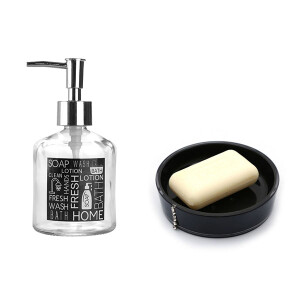 Etiketli Sıvı Sabunlk Ve Siyah Sabunluk - TepeHome