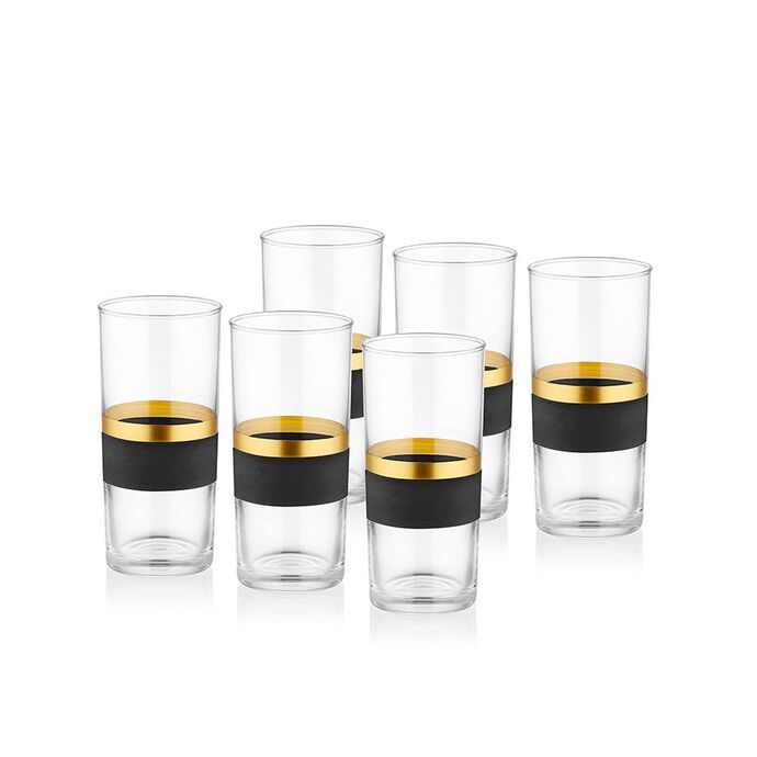 GLOW RAKI KADEHİ 6 LI SİYAH-GOLD - 2