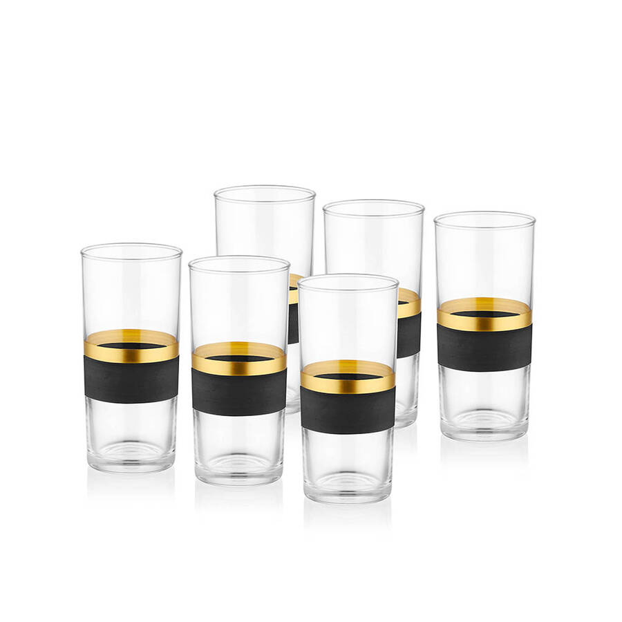 GLOW RAKI KADEHİ 6 LI SİYAH-GOLD - 2