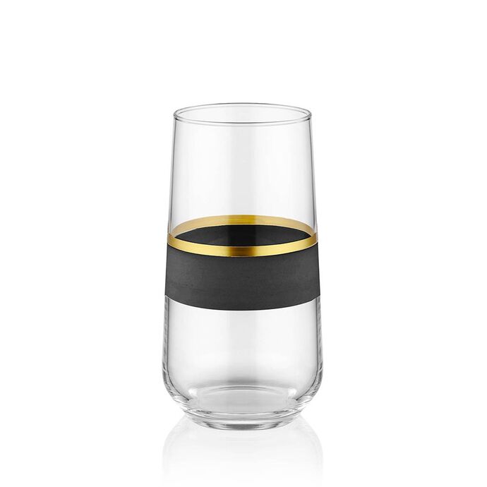 GLOW SU BARDAĞI 6 LI SET SİYAH-GLD - TepeHome